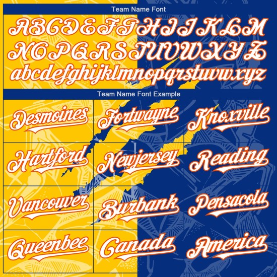 Authentisches Jersey Graffiti Weiß Scratch 3D Gelb-Orange Custom Royal Muster Baseball Authentisches Jersey Graffiti Weiß Scratch 3D Gelb-Orange Custom Royal Muster Baseball