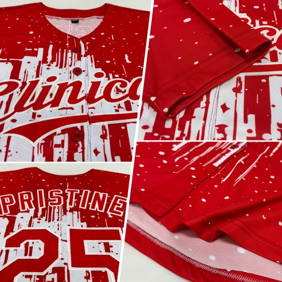 Art Red Splatter 3D Jersey Tropfendes Weiß Authentisches individuelles Muster Baseball-Design Art Red Splatter 3D Jersey Tropfendes Weiß Authentisches individuelles Muster Baseball-Design