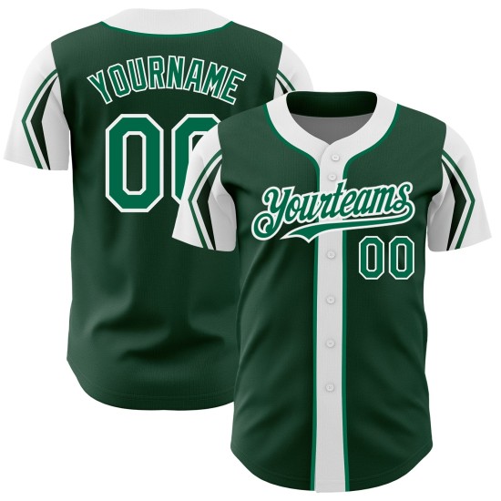 Custom Shapes Baseball Grün-Weiß Farben Authentic 3 Jersey Arm Kelly Green Custom Shapes Baseball Grün-Weiß Farben Authentic 3 Jersey Arm Kelly Green