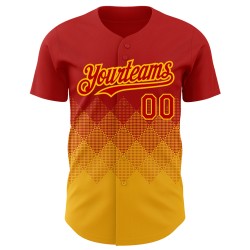 3D Custom Formen Muster Rot Farbverlauf Authentische Gold Quadrat Jersey Design Baseball
