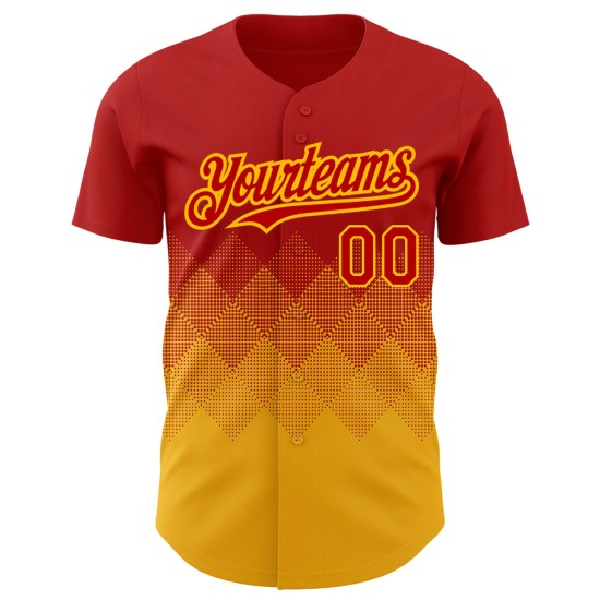 3D Custom Formen Muster Rot Farbverlauf Authentische Gold Quadrat Jersey Design Baseball 3D Custom Formen Muster Rot Farbverlauf Authentische Gold Quadrat Jersey Design Baseball