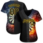 Muster Schwarz 3D Jersey Board Dart Baseball Flamme Gold Design Authentische Muster Schwarz 3D Jersey Board Dart Baseball Flamme Gold Design Authentische