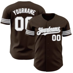 Baseball Brown Custom Authentic Jersey Weiß-Grau