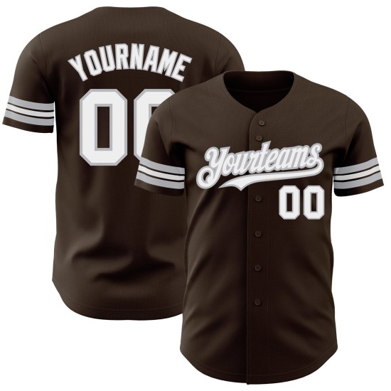 Baseball Brown Custom Authentic Jersey Weiß-Grau Baseball Brown Custom Authentic Jersey Weiß-Grau