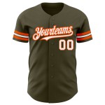 Salute Service Trikot Baseball Authentic Olivgrün bis Custom Weiß-Orange Salute Service Trikot Baseball Authentic Olivgrün bis Custom Weiß-Orange