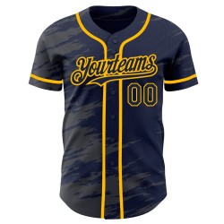 Navy Gold Authentic Steel Splash Baseball Ink Jersey Custom Grau