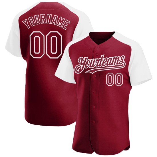 Jersey Authentic Custom Weiß Crimson Raglan Baseball Ärmel Jersey Authentic Custom Weiß Crimson Raglan Baseball Ärmel