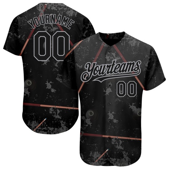 Design Authentische Billard Baseball Grau Jersey 8 Schwarz Snooker Muster Benutzerdefinierte Design Authentische Billard Baseball Grau Jersey 8 Schwarz Snooker Muster Benutzerdefinierte