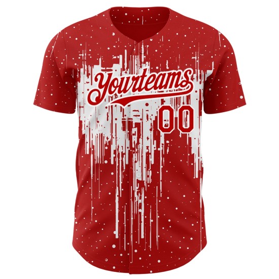 Art Red Splatter 3D Jersey Tropfendes Weiß Authentisches individuelles Muster Baseball-Design Art Red Splatter 3D Jersey Tropfendes Weiß Authentisches individuelles Muster Baseball-Design