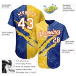 Authentisches Jersey Graffiti Weiß Scratch 3D Gelb-Orange Custom Royal Muster Baseball Authentisches Jersey Graffiti Weiß Scratch 3D Gelb-Orange Custom Royal Muster Baseball
