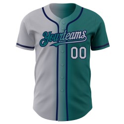 Baseball Custom Jersey Teal Gradient Authentic Fashion Grau-Marineblau