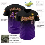 Baseball Design Gradient Jersey Lila-Gold Formen Authentische Custom Square 3D Schwarz Muster Baseball Design Gradient Jersey Lila-Gold Formen Authentische Custom Square 3D Schwarz Muster