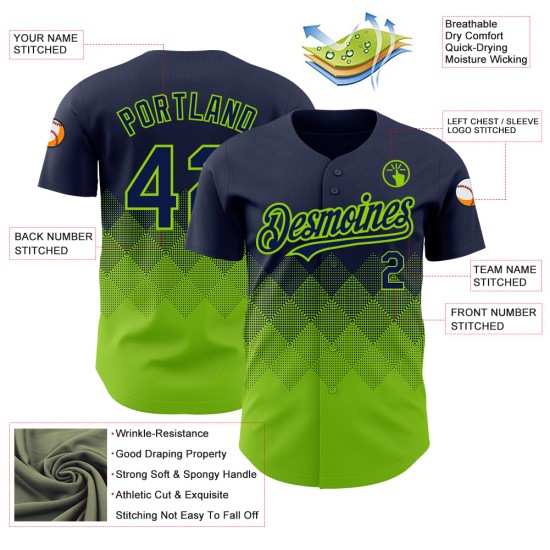 Authentisches quadratisches Marinegrün Neon Farbverlauf Jersey Formen Muster Baseball 3D Design Custom Authentisches quadratisches Marinegrün Neon Farbverlauf Jersey Formen Muster Baseball 3D Design Custom