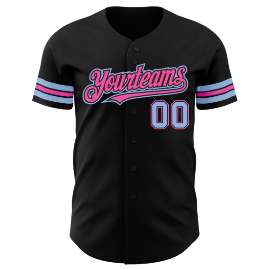 Schwarz Hell Authentisches Blau-Pink Baseball Custom Jersey Schwarz Hell Authentisches Blau-Pink Baseball Custom Jersey