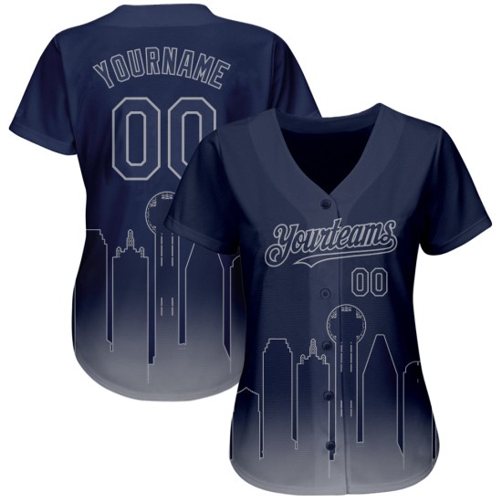 Dallas Fashion Trikot Custom Authentic Edition Marineblau Baseball City Fade Grau 3D Dallas Fashion Trikot Custom Authentic Edition Marineblau Baseball City Fade Grau 3D