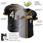 Gradient Custom Fashion Baseball Grau-Altgold Authentic Schwarz Jersey Gradient Custom Fashion Baseball Grau-Altgold Authentic Schwarz Jersey