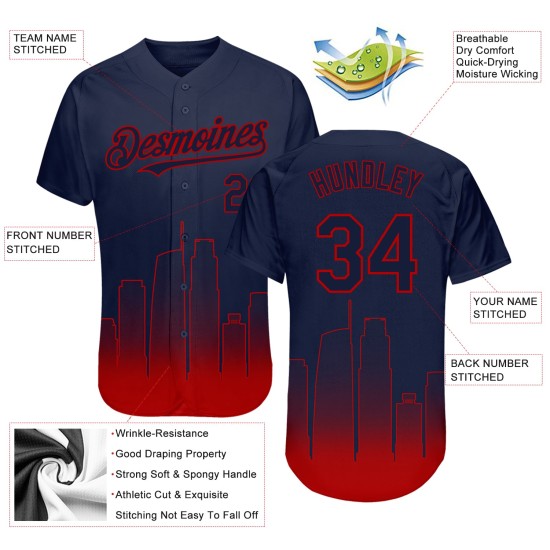 Angeles Authentic Baseball 3D Edition Fashion Custom Jersey Navy-Red Fade Navy City Los Angeles Authentic Baseball 3D Edition Fashion Custom Jersey Navy-Red Fade Navy City Los