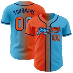 Baseball Authentic Gradient Sky Custom Fashion Jersey Blau Orange-Marineblau