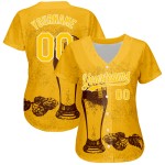 Muster Gelb Authentic Jersey Bier 3D Design Weiß Custom Festival Baseball Muster Gelb Authentic Jersey Bier 3D Design Weiß Custom Festival Baseball
