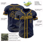 Navy Gold Authentic Steel Splash Baseball Ink Jersey Custom Grau Navy Gold Authentic Steel Splash Baseball Ink Jersey Custom Grau