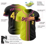 Mode Benutzerdefinierte Schwarz Gradienten Authentic Jersey Gelb-Rosa Neon Mode Benutzerdefinierte Schwarz Gradienten Authentic Jersey Gelb-Rosa Neon