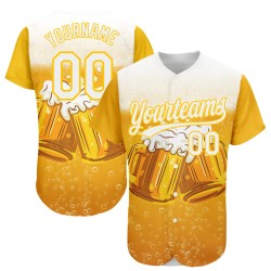 Jersey Muster Design Baseball International 3D Weiß Bier Authentische Custom Tag Gelb