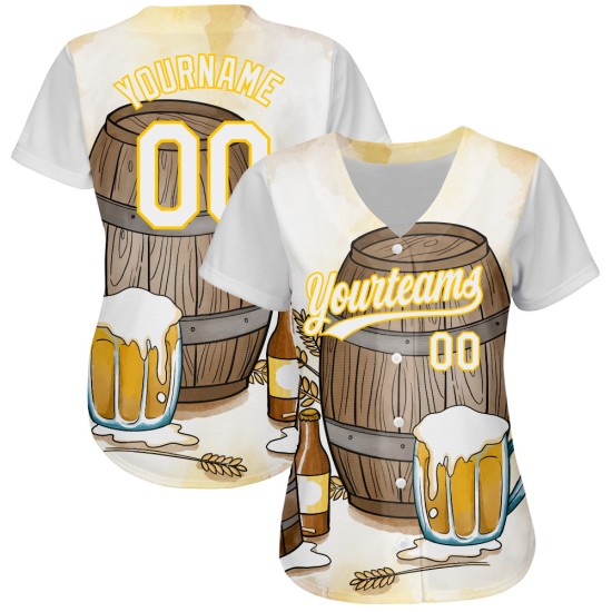 Pattern International Authentic Weiß Baseball Custom Design Tag Jersey Bier 3D Gelb Pattern International Authentic Weiß Baseball Custom Design Tag Jersey Bier 3D Gelb