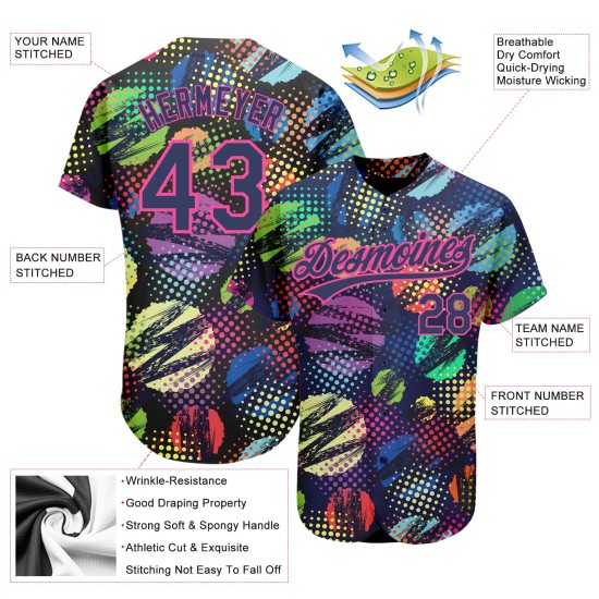 Halbton Custom Navy Zickzack Authentisches Design Jersey 3D Muster Rosa Stil Baseball Abstrakte Kreise Halbton Custom Navy Zickzack Authentisches Design Jersey 3D Muster Rosa Stil Baseball Abstrakte Kreise