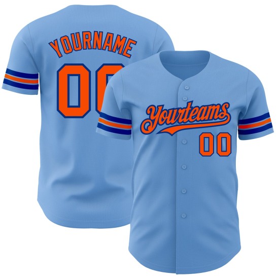 Blaues Baseballtrikot Custom Light Orange-Royal Authentic Blaues Baseballtrikot Custom Light Orange-Royal Authentic