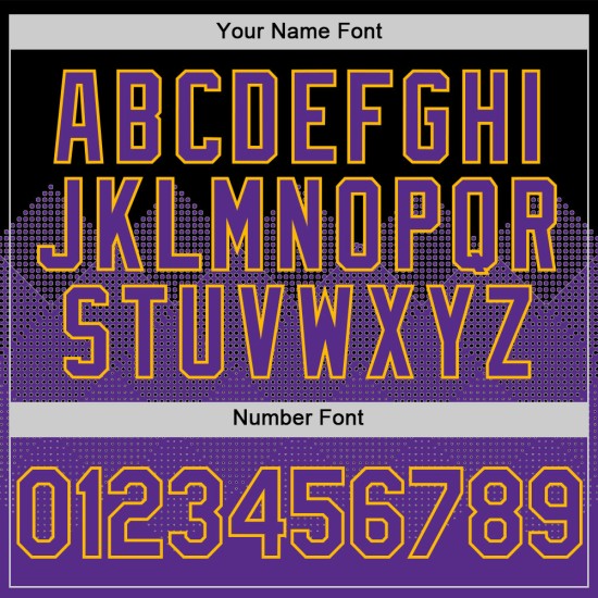 Baseball Design Gradient Jersey Lila-Gold Formen Authentische Custom Square 3D Schwarz Muster Baseball Design Gradient Jersey Lila-Gold Formen Authentische Custom Square 3D Schwarz Muster