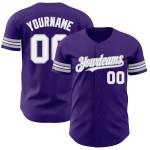 Weiß-Grau Authentic Custom Baseball Lila Trikot Weiß-Grau Authentic Custom Baseball Lila Trikot