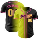 Mode Benutzerdefinierte Schwarz Gradienten Authentic Jersey Gelb-Rosa Neon Mode Benutzerdefinierte Schwarz Gradienten Authentic Jersey Gelb-Rosa Neon