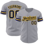 Marineblau-Gold-Trikot Baseball Grau Authentic Custom Marineblau-Gold-Trikot Baseball Grau Authentic Custom