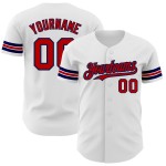 Rot-Marineblaues Authentic Custom Baseball-Trikot in Weiß Rot-Marineblaues Authentic Custom Baseball-Trikot in Weiß