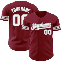 Authentic Baseball Crimson Custom Jersey Weiß-Grau