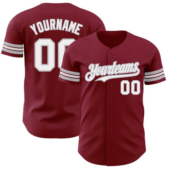 Authentic Baseball Crimson Custom Jersey Weiß-Grau Authentic Baseball Crimson Custom Jersey Weiß-Grau