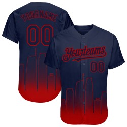 Angeles Authentic Baseball 3D Edition Fashion Custom Jersey Navy-Red Fade Navy City Los