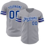 Jersey Royal-Weiß Baseball Authentic Custom Grau Jersey Royal-Weiß Baseball Authentic Custom Grau
