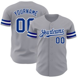 Jersey Royal-Weiß Baseball Authentic Custom Grau