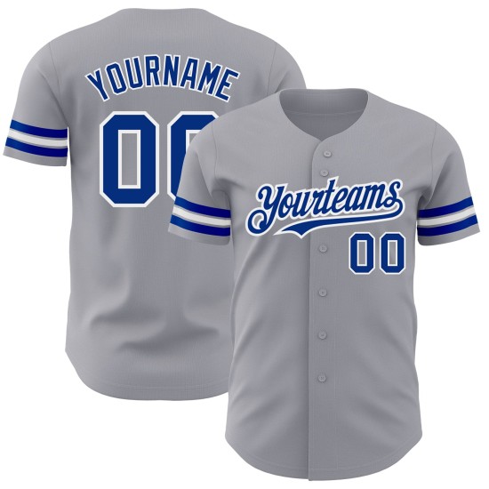 Jersey Royal-Weiß Baseball Authentic Custom Grau Jersey Royal-Weiß Baseball Authentic Custom Grau