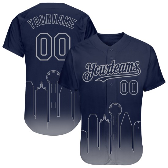 Dallas Fashion Trikot Custom Authentic Edition Marineblau Baseball City Fade Grau 3D Dallas Fashion Trikot Custom Authentic Edition Marineblau Baseball City Fade Grau 3D