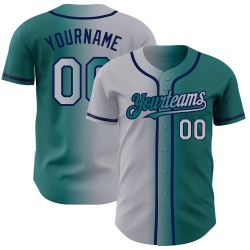 Baseball Custom Jersey Teal Gradient Authentic Fashion Grau-Marineblau