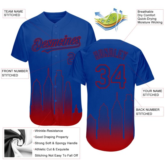 City Jersey Baseball Fade Edition Royal Fashion Custom Philadelphia 3D Rot Authentisch City Jersey Baseball Fade Edition Royal Fashion Custom Philadelphia 3D Rot Authentisch