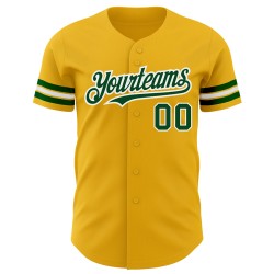Gold Jersey Custom Grün-Weiß Baseball Authentic