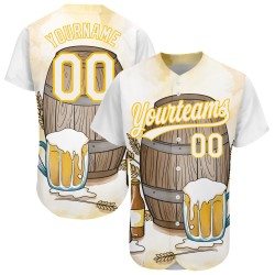 Pattern International Authentic Weiß Baseball Custom Design Tag Jersey Bier 3D Gelb