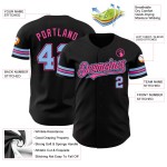 Schwarz Hell Authentisches Blau-Pink Baseball Custom Jersey Schwarz Hell Authentisches Blau-Pink Baseball Custom Jersey