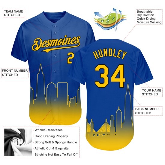 Gelb-Schwarze Ausgabe Authentic 3D Custom Fade City Jersey Fashion San Baseball Royal Francisco Gelb-Schwarze Ausgabe Authentic 3D Custom Fade City Jersey Fashion San Baseball Royal Francisco