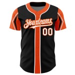 Schwarz Weiß-Orange Custom Baseball 3 Arm Jersey Formen Authentische Farben Schwarz Weiß-Orange Custom Baseball 3 Arm Jersey Formen Authentische Farben