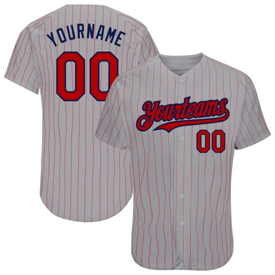 Authentisches Jersey Nadelstreifen Marine Rot Baseball Custom Grau Authentisches Jersey Nadelstreifen Marine Rot Baseball Custom Grau