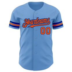 Blaues Baseballtrikot Custom Light Orange-Royal Authentic
